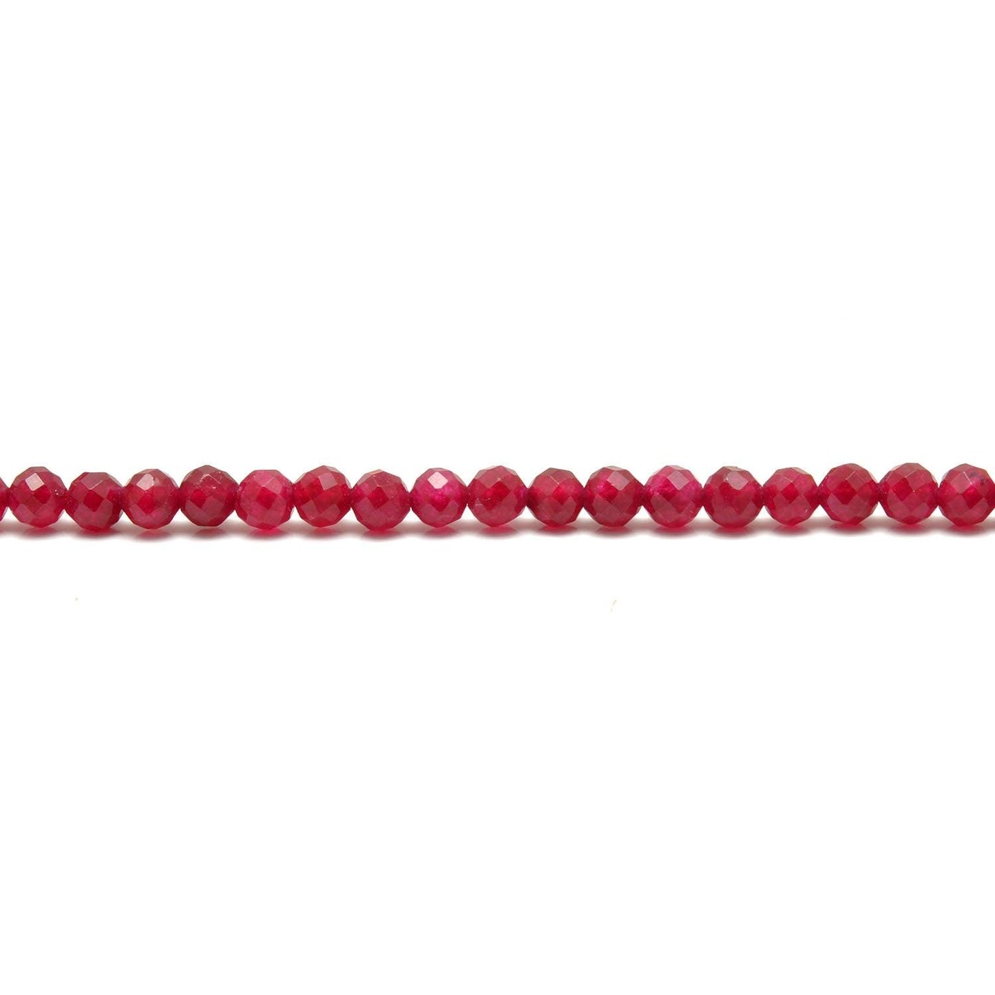 Red Ruby Quartz Round Faceted Gemstone Beads 13.5" Strand