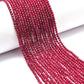 Red Ruby Quartz Round Faceted Gemstone Beads 13.5" Strand