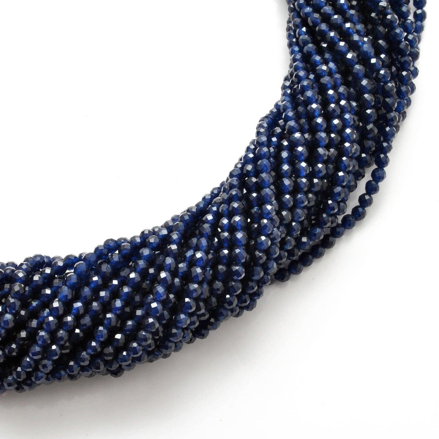 Blue Quartz Round Faceted Gemstone Beads 13.5" Strand