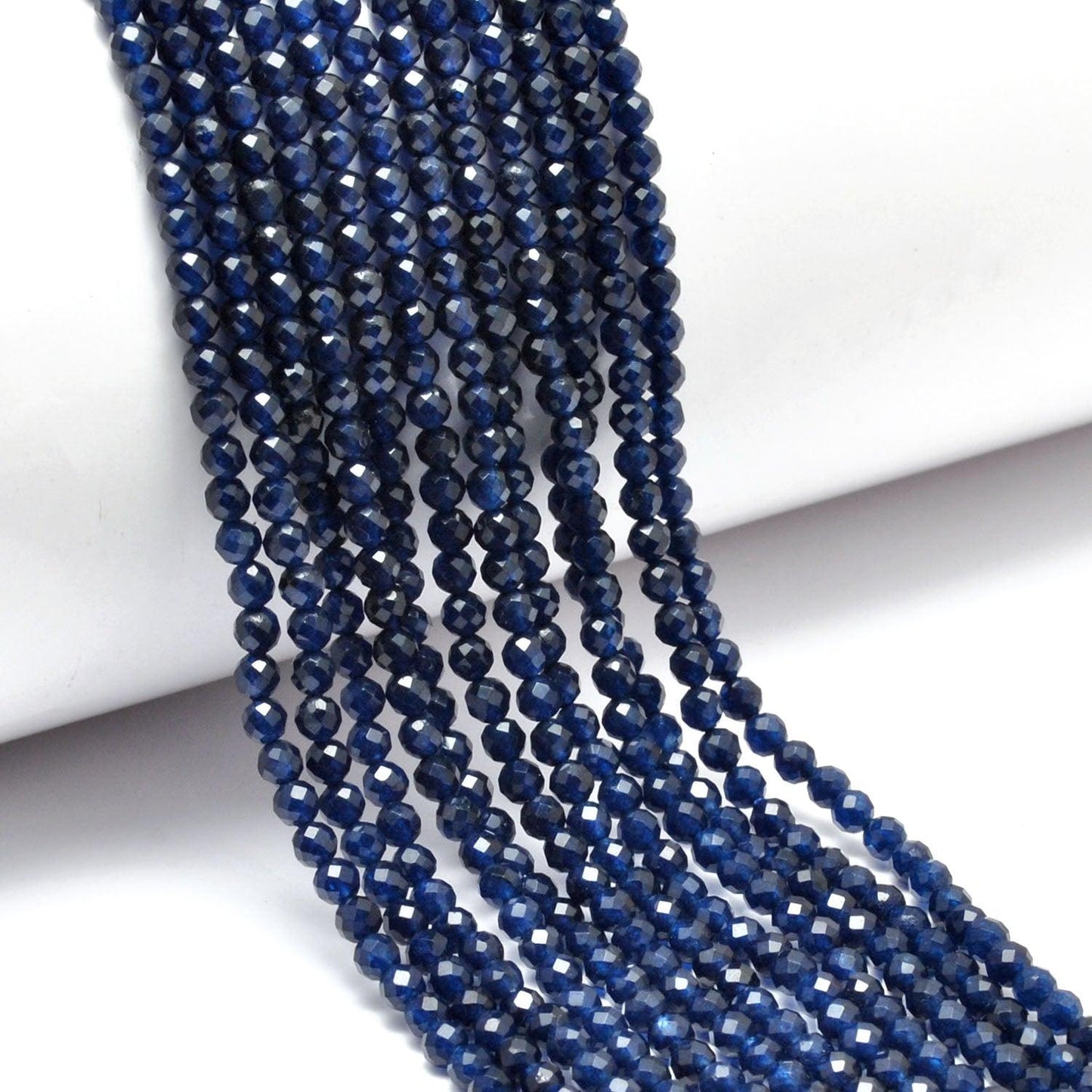 Blue Quartz Round Faceted Gemstone Beads 13.5" Strand