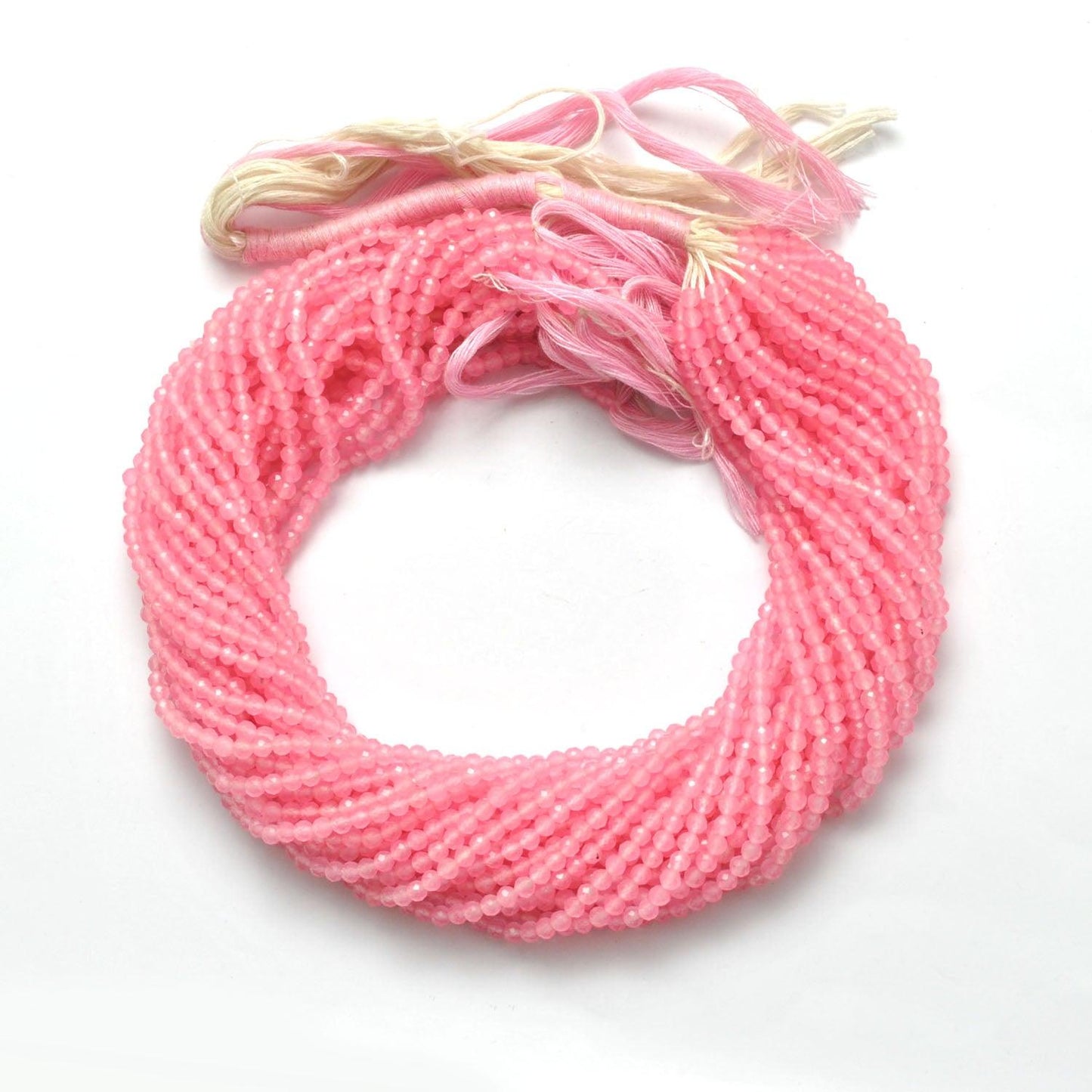 Rose Quartz Faceted Round Gemstone Beads 13.5" Strand