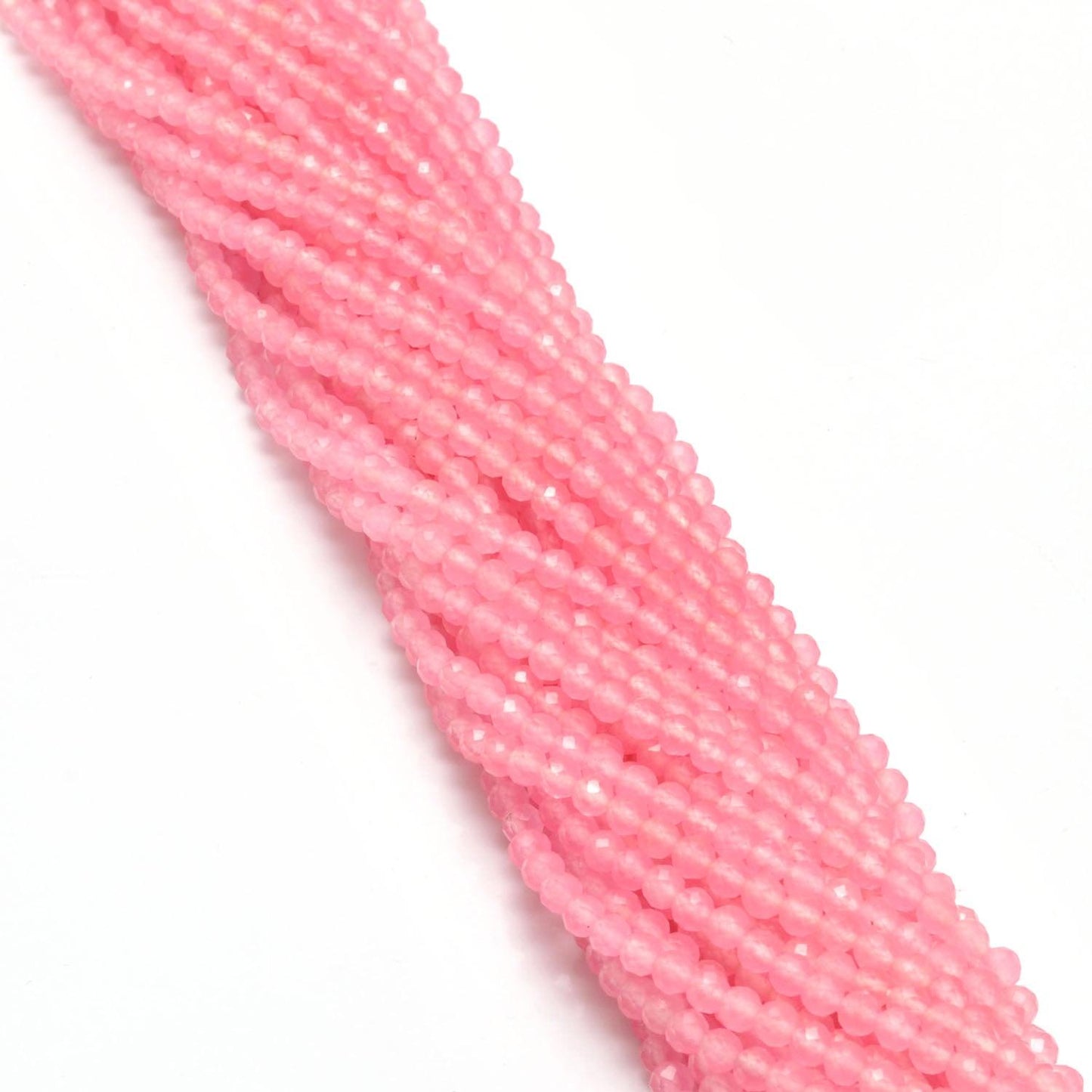 Rose Quartz Faceted Round Gemstone Beads 13.5" Strand