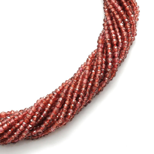 Natural Garnet Faceted Rondelle Gemstone Beads 12" Strand - view 3