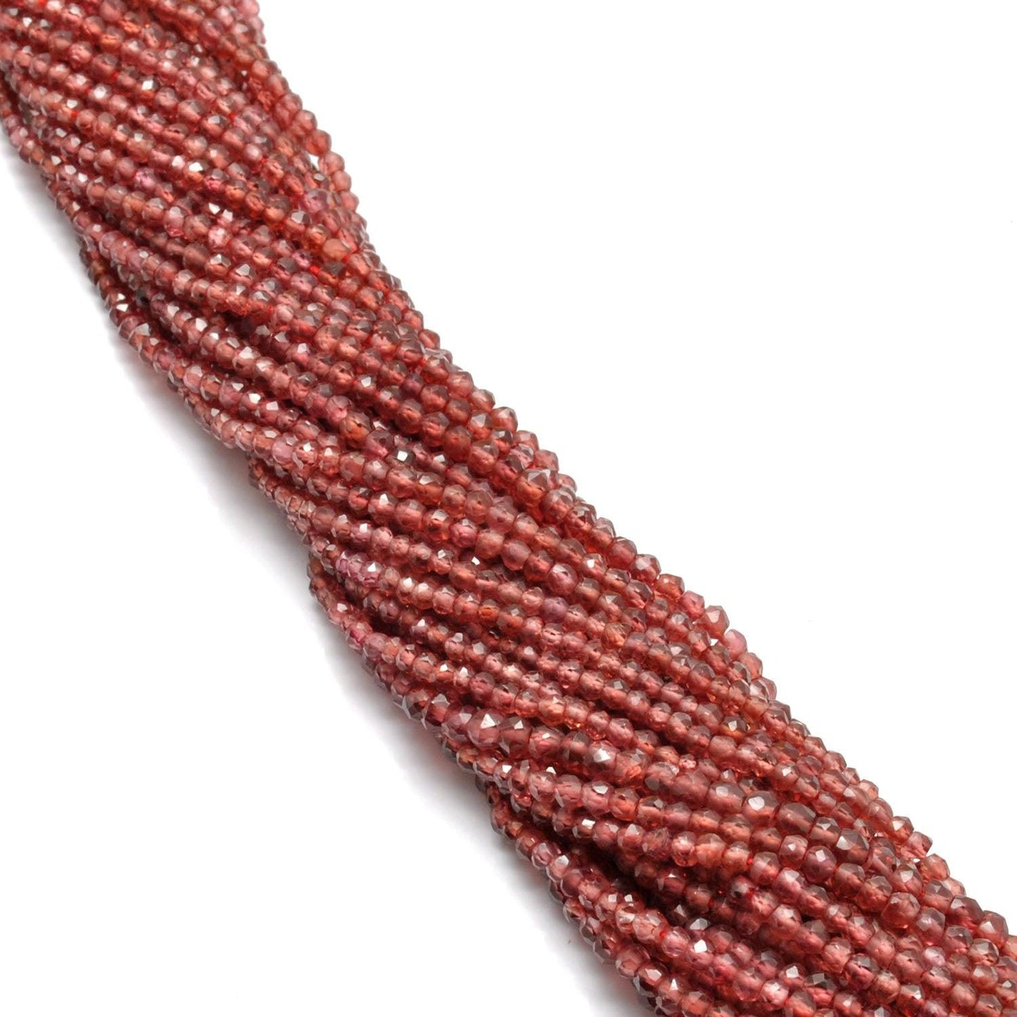 Natural Garnet Faceted Rondelle Gemstone Beads 12" Strand