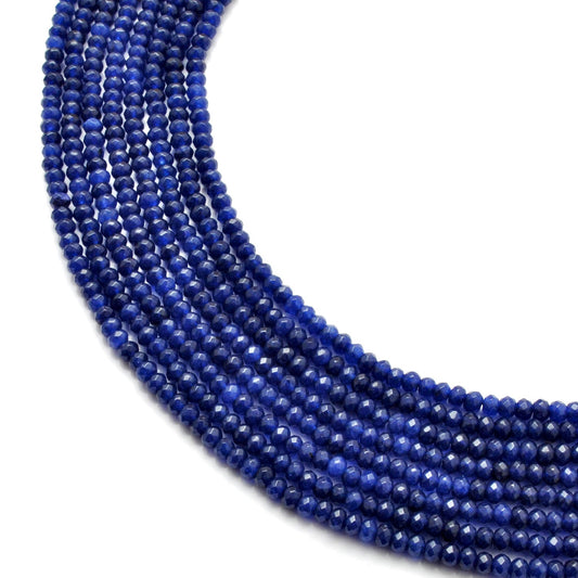 Blue Quartz Rondelle Faceted Gemstone Beads 13.5" Strand