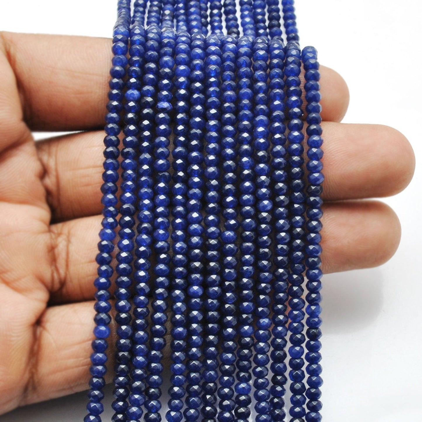 Blue Quartz Rondelle Faceted Gemstone Beads 13.5" Strand