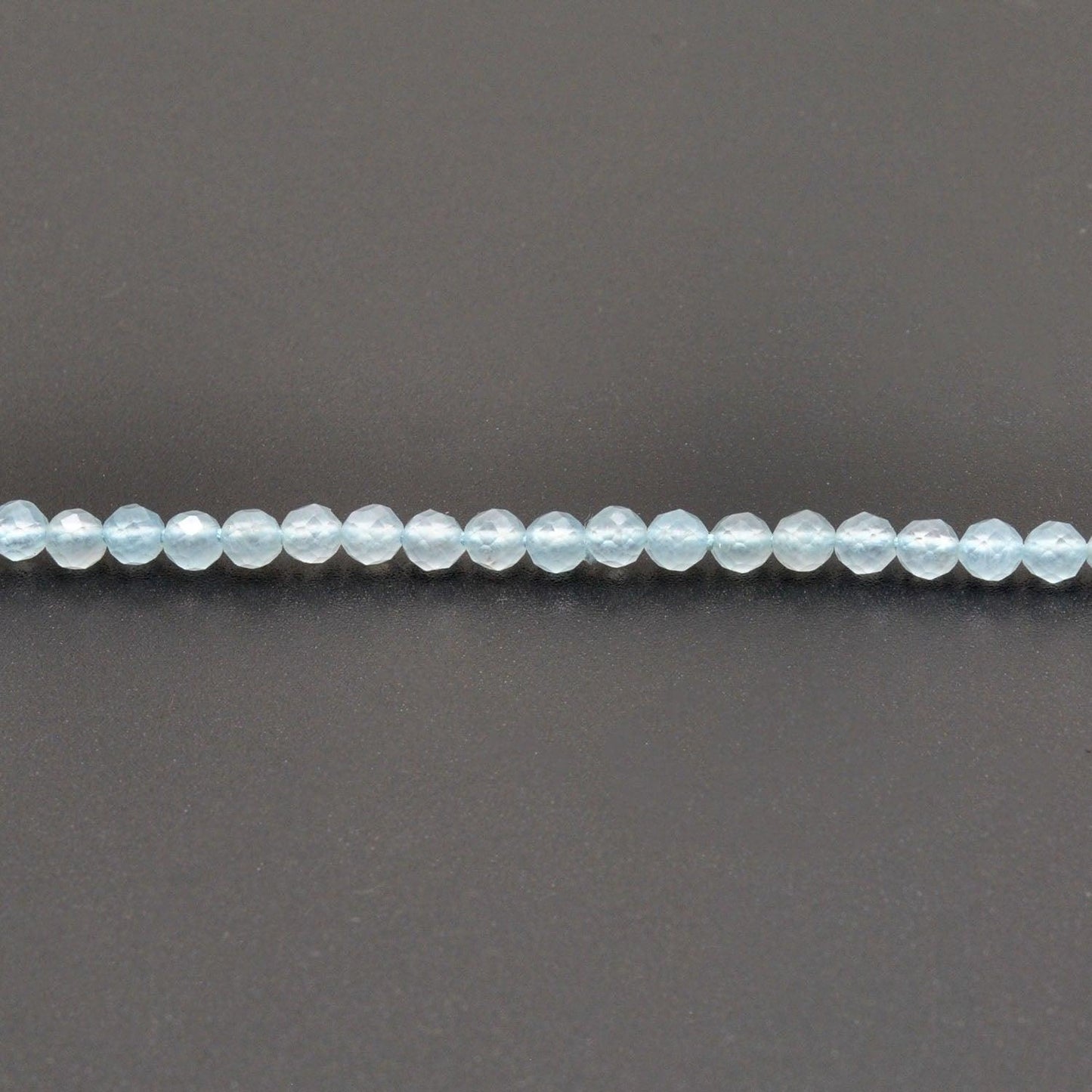 Light Blue Quartz Faceted Round Gemstone Beads 13.5" Strand