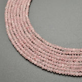 Natural Rose Quartz Rondelle Faceted Gemstone Beads 13" Strand