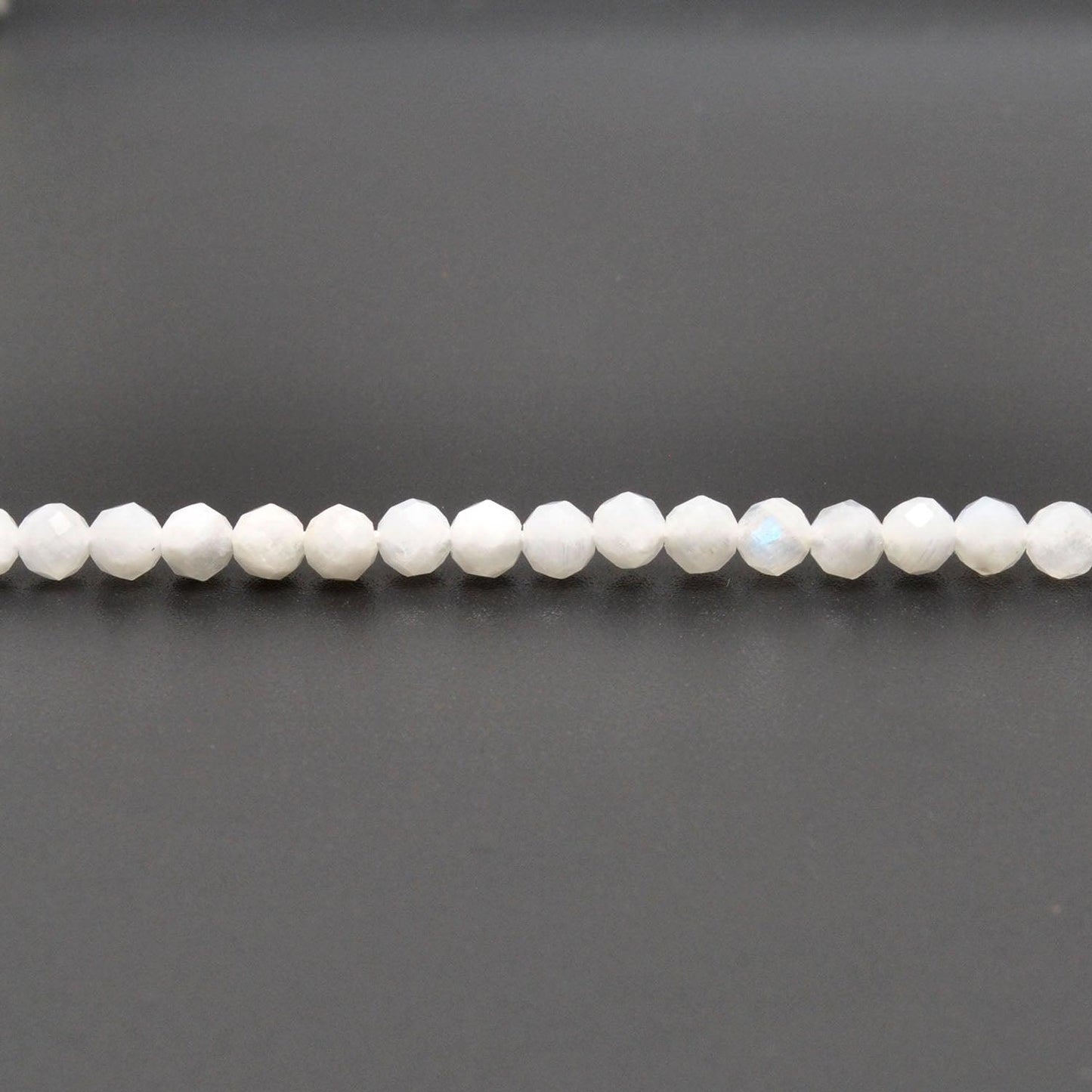 Natural Rainbow Moonstone Round Faceted Gemstone Beads 13" Strand