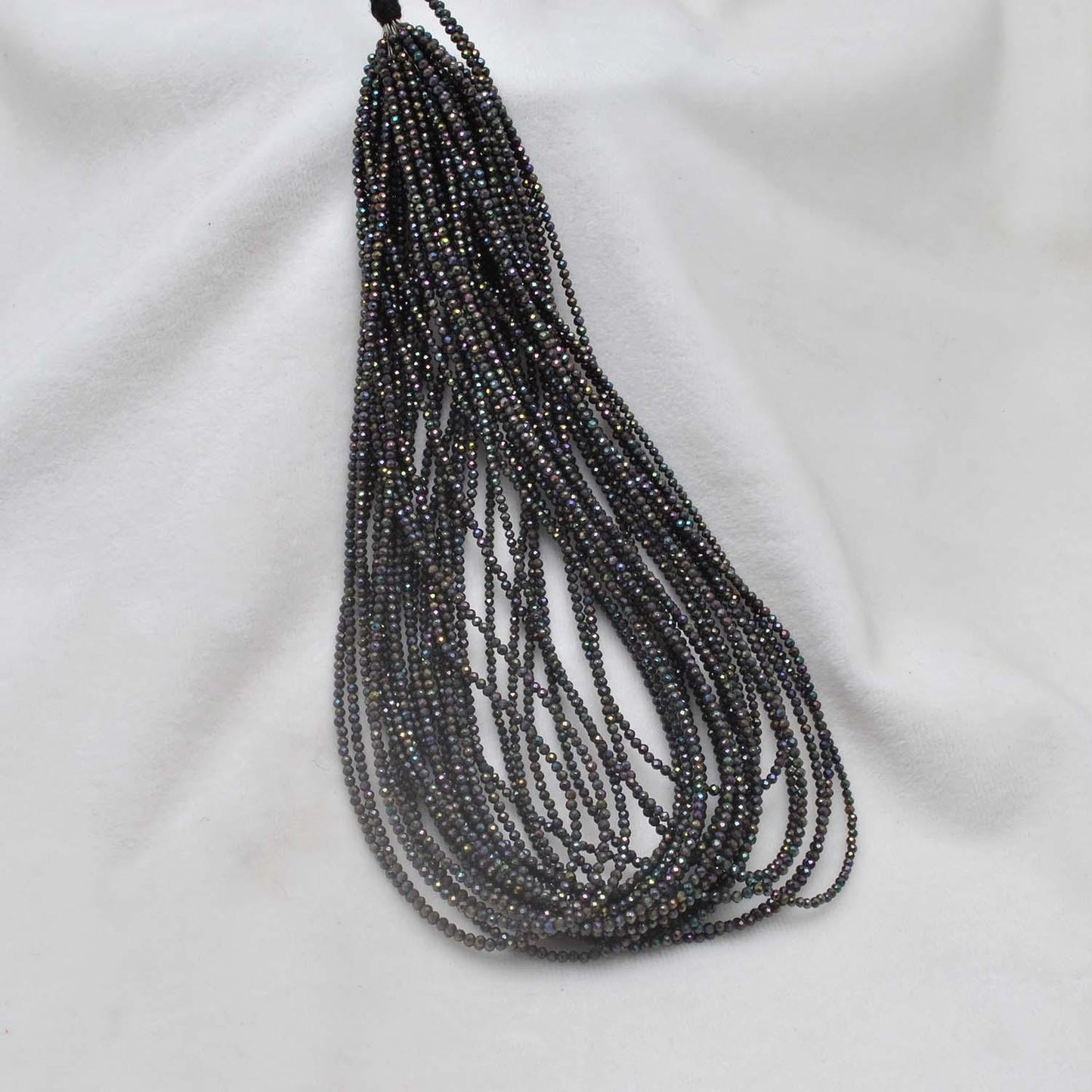 Black Spinel Coated Round Faceted Gemstone Beads 16" Strand