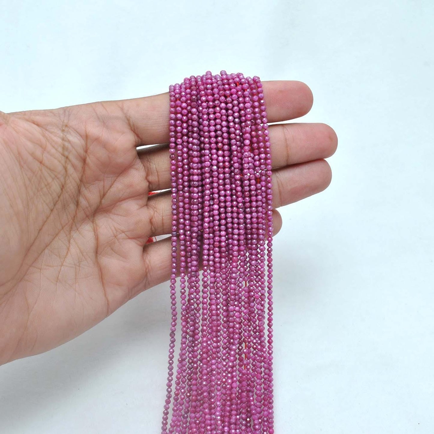 Red Moonstone Round Faceted Gemstone Beads  12.5" Strand