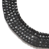 Natural Black Onyx Faceted Cube Gemstone Beads 4mm 12.5"