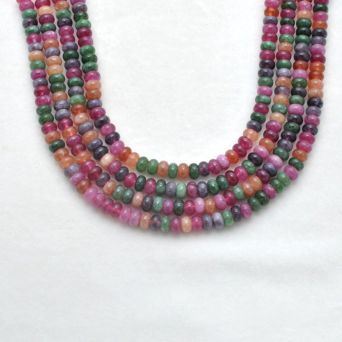 Multi Quartz Plain Rondelle Gemstone Beads 8mm 15" Strand