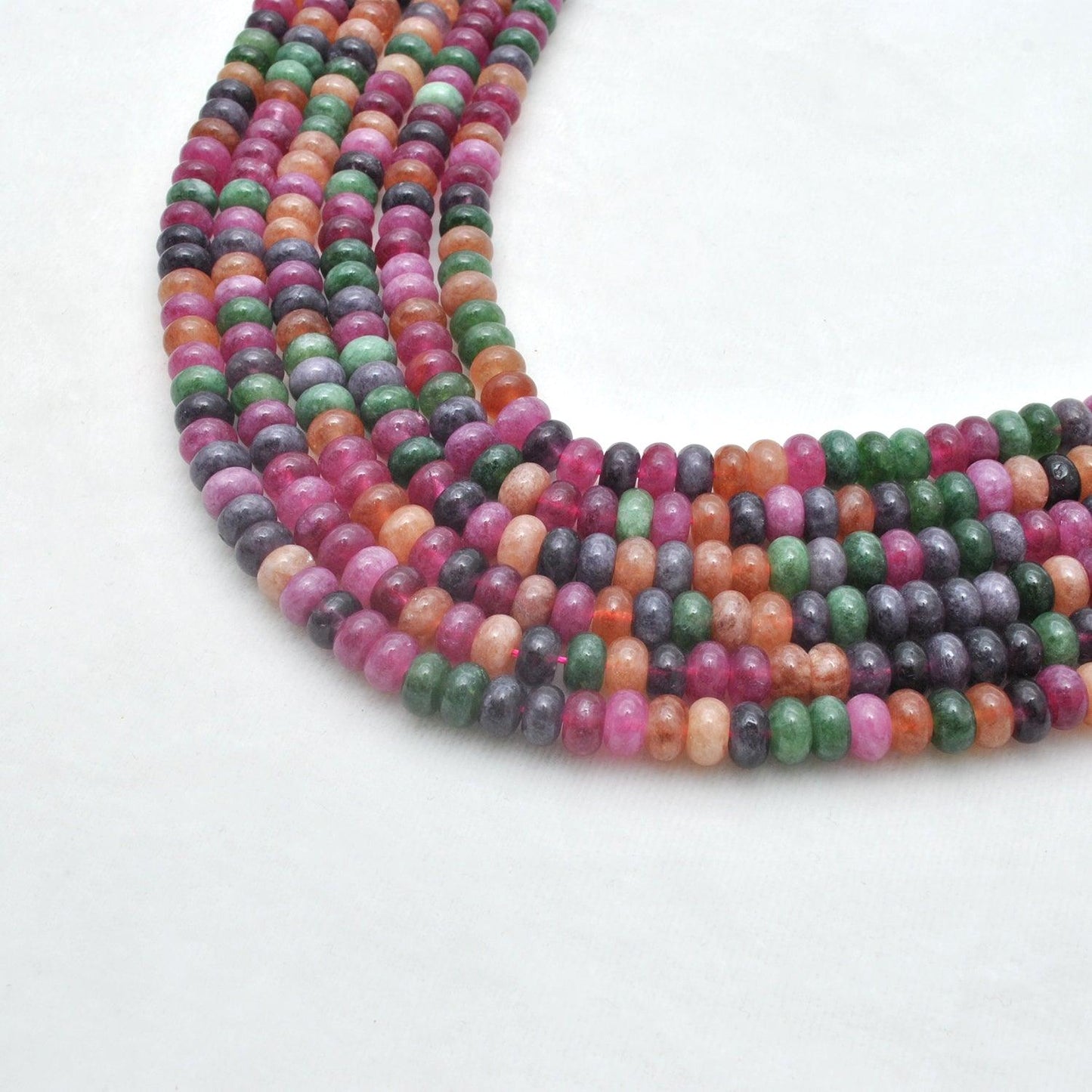 Multi Quartz Plain Rondelle Gemstone Beads 8mm 15" Strand