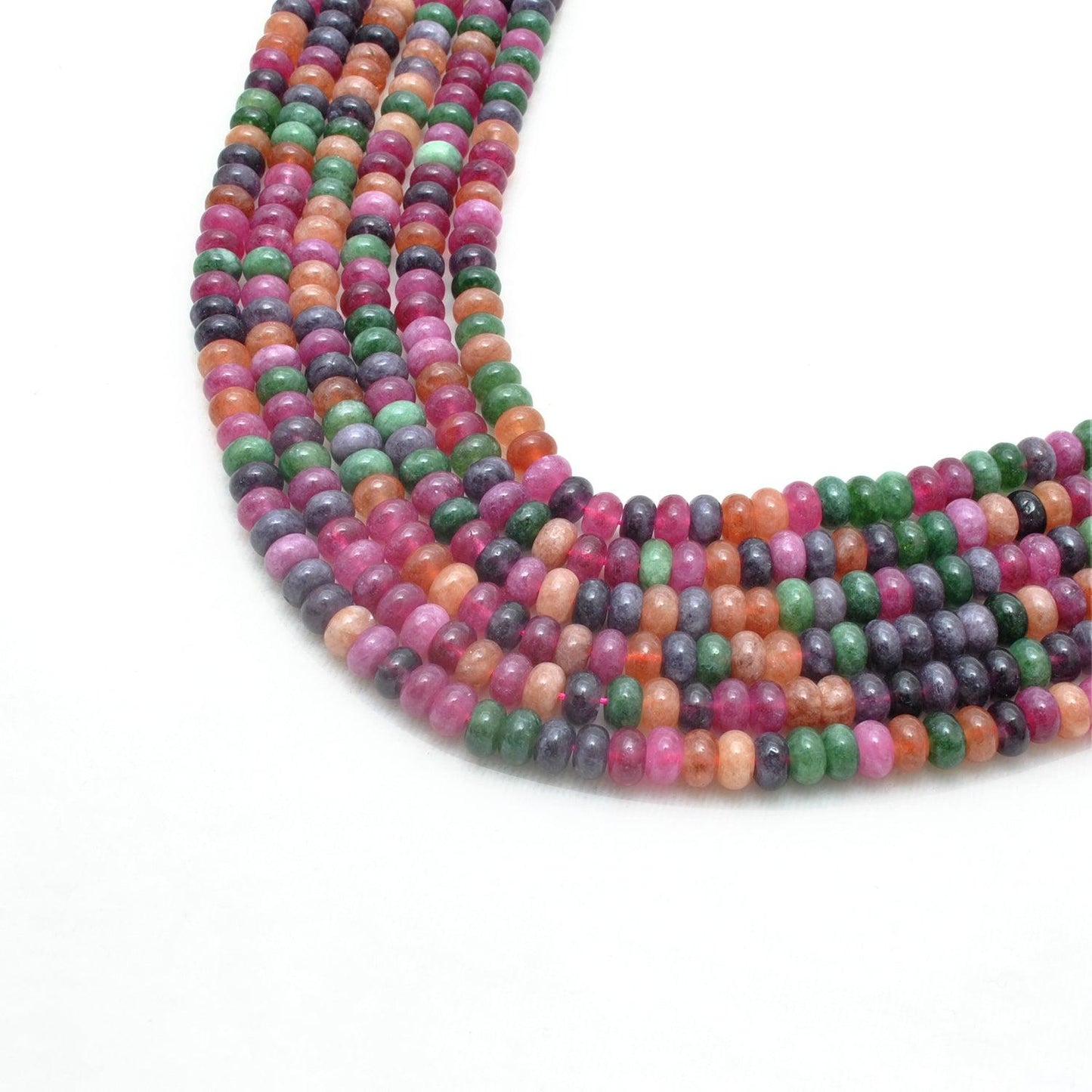 Multi Quartz Plain Rondelle Gemstone Beads 8mm 15" Strand