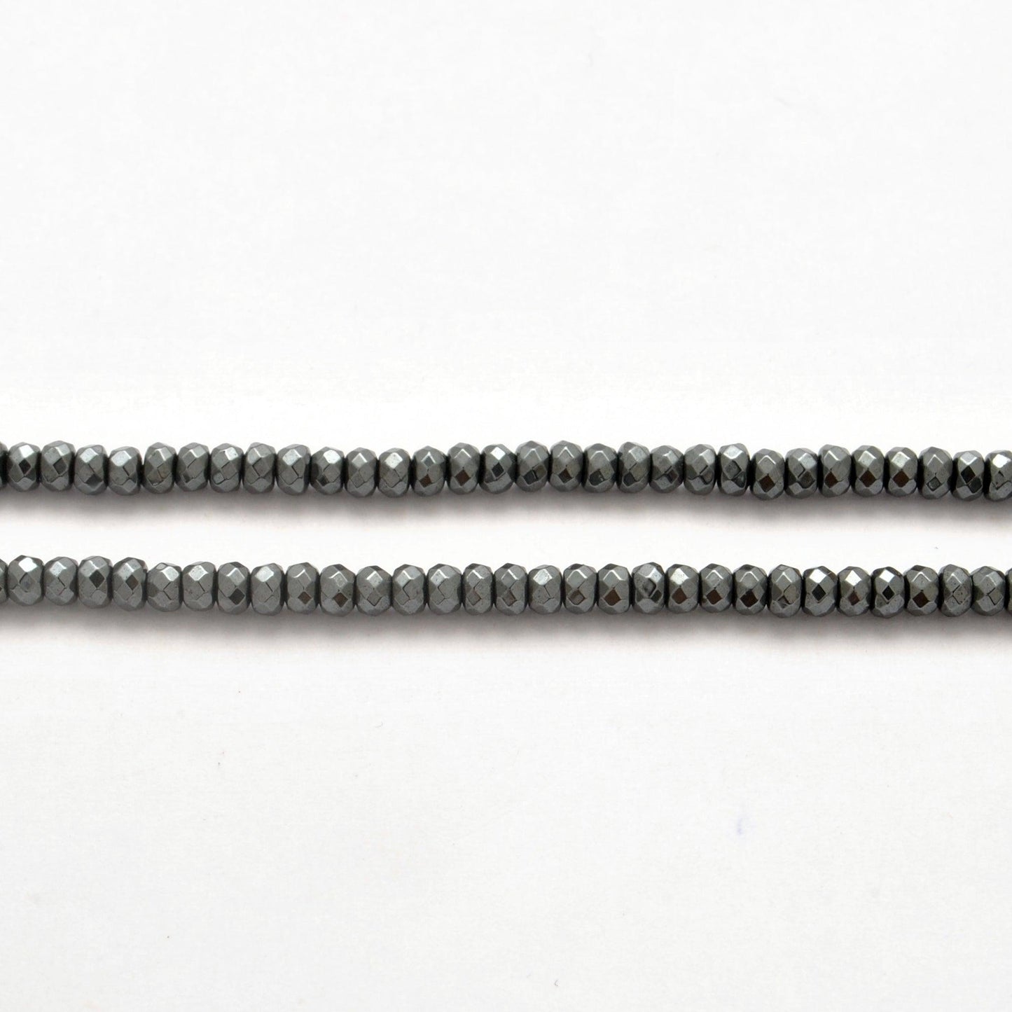 Black Hematite Faceted Rondelle Gemstone Beads 15" Strand