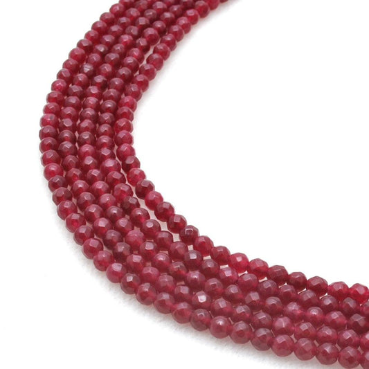 Ruby Quartz Round Faceted Gemstone Beads 15" Strand