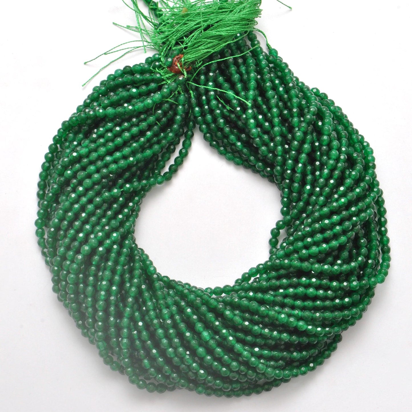 Green Quartz Faceted Round Gemstone Beads 4mm 15" Strand