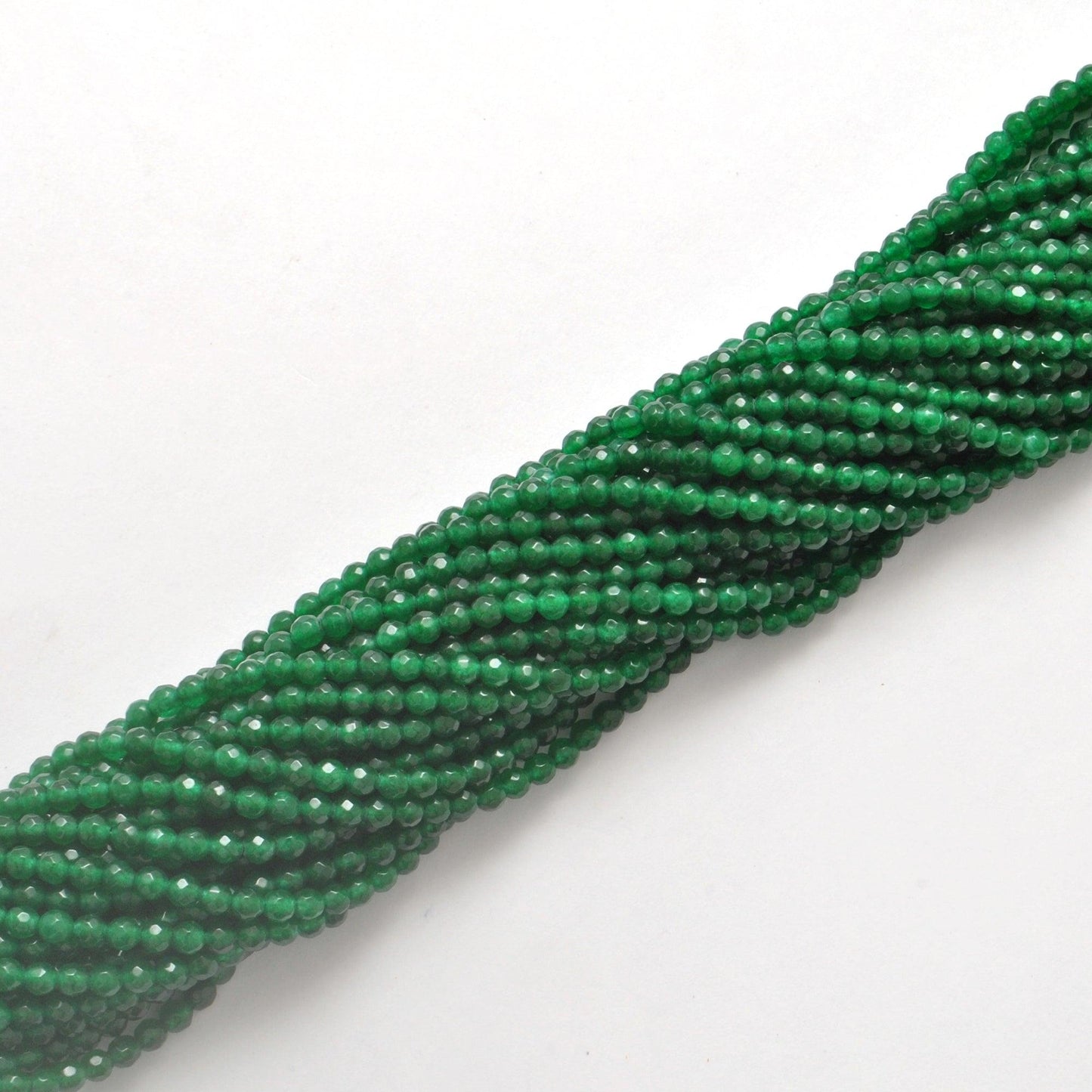 Green Quartz Faceted Round Gemstone Beads 4mm 15" Strand