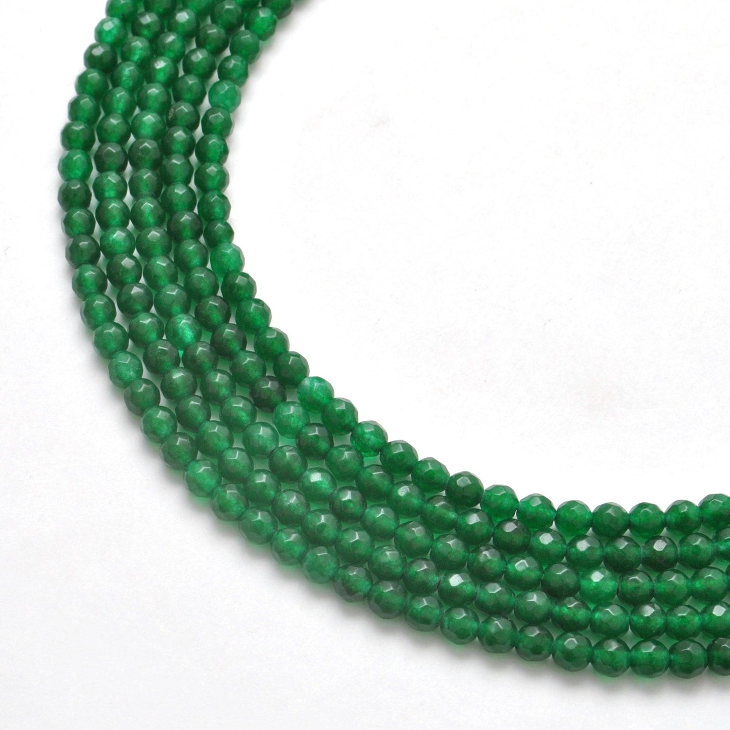 Green Quartz Faceted Round Gemstone Beads 4mm 15" Strand