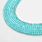 Blue Aqua Quartz Faceted Round Gemstone Beads 15" Strand