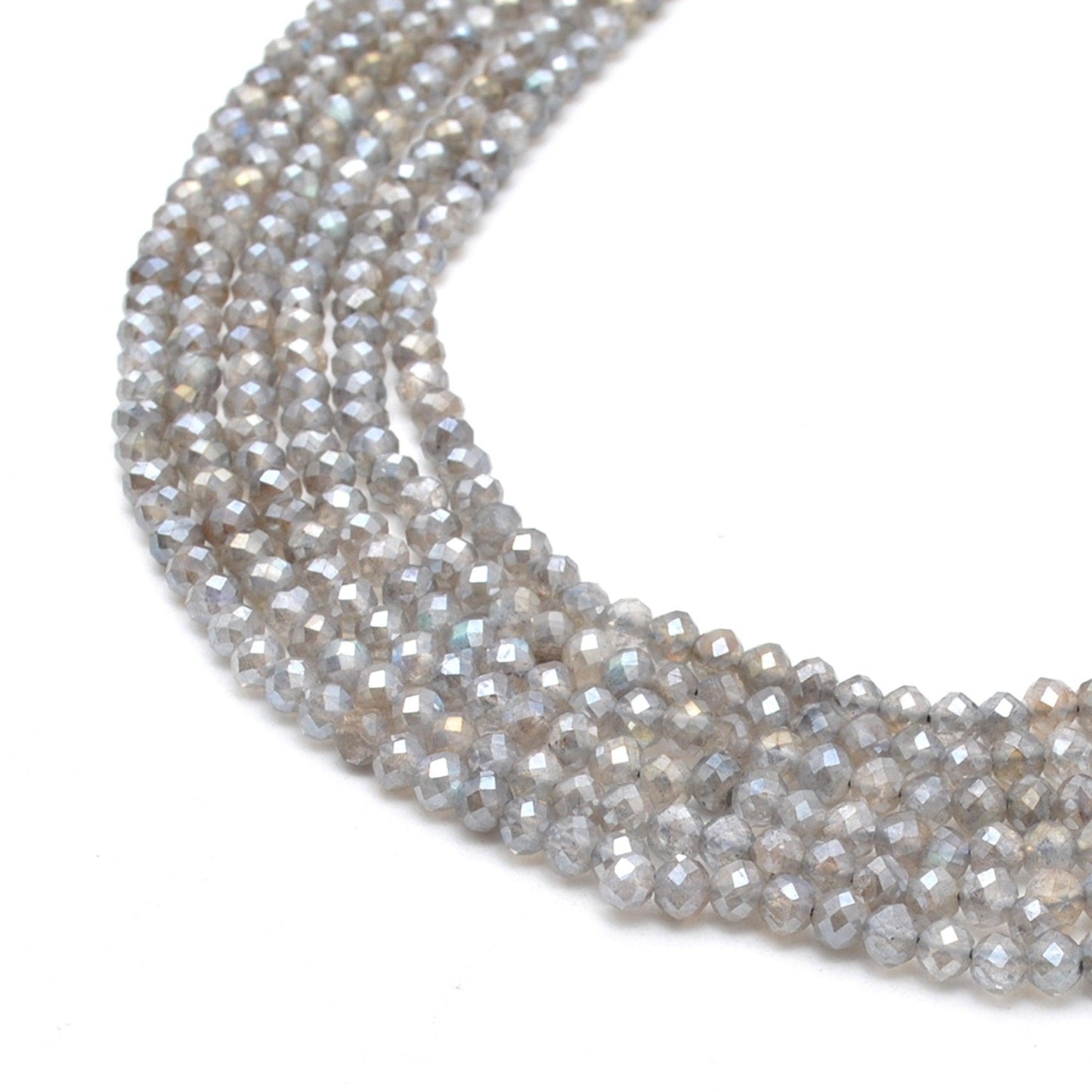 Labradorite Faceted Round Gemstone Beads 4mm 13" Strand