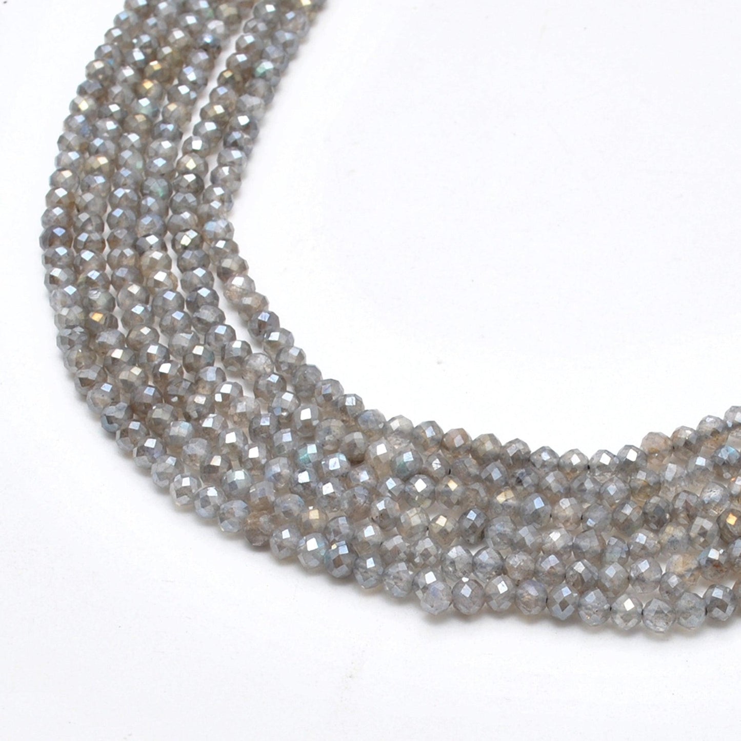 Labradorite Faceted Round Gemstone Beads 4mm 13" Strand