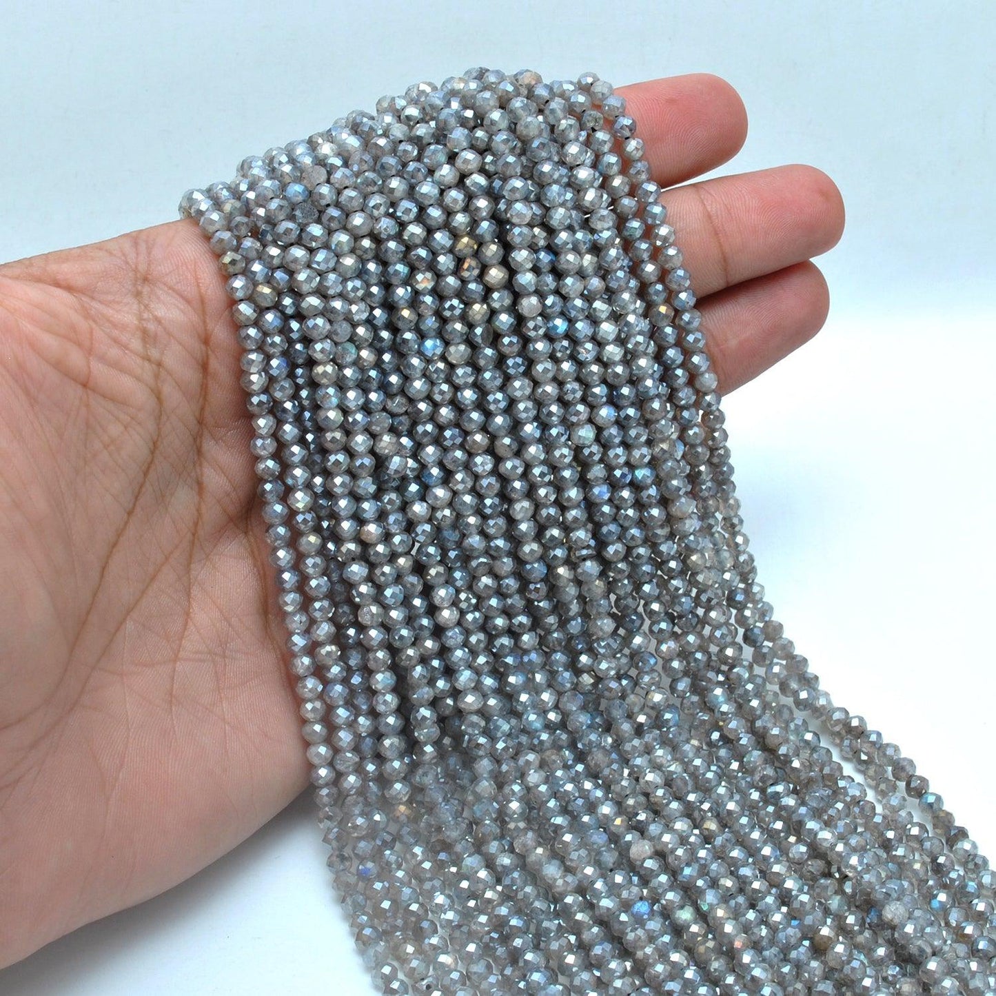 Labradorite Faceted Round Gemstone Beads 4mm 13" Strand