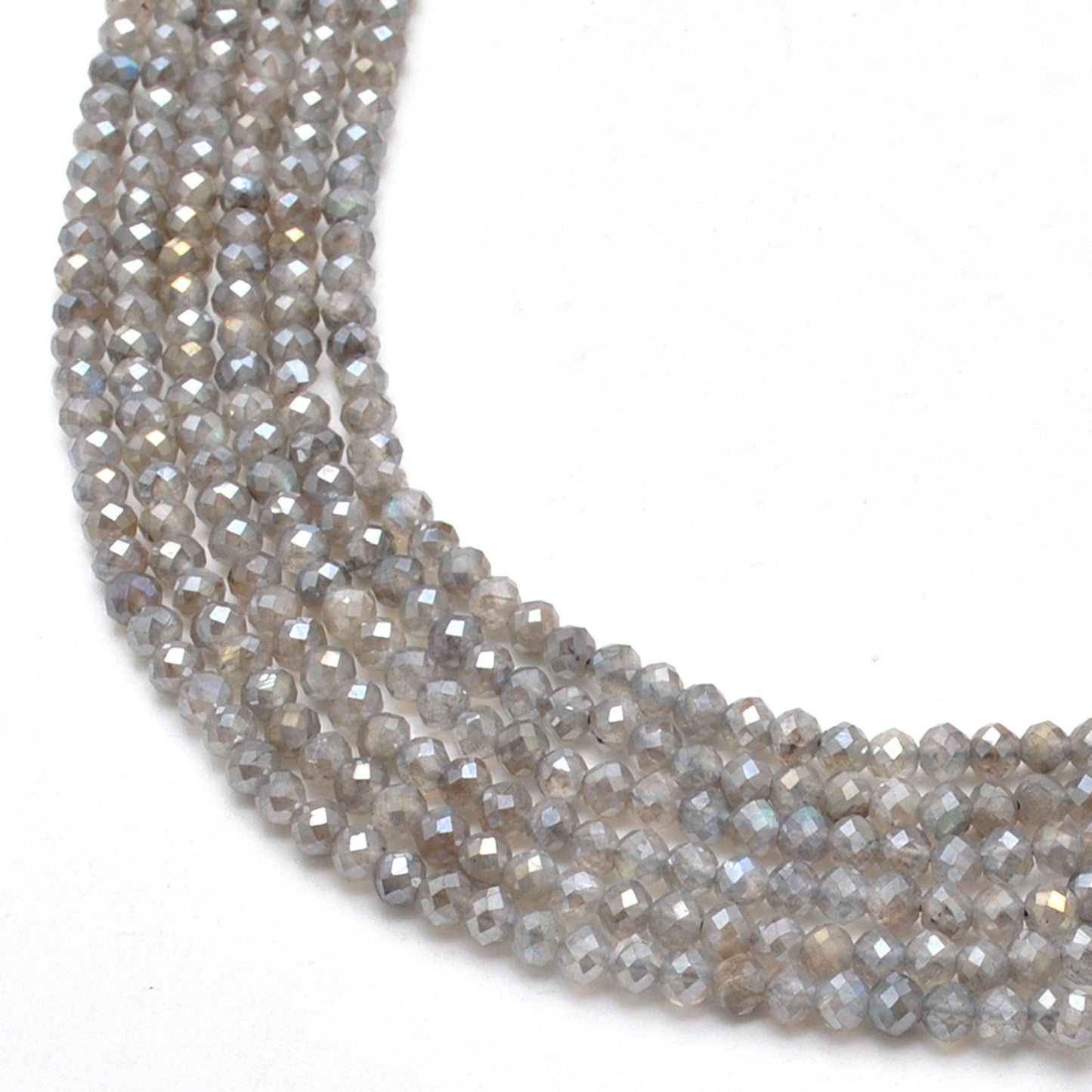 Labradorite Faceted Round Gemstone Beads 4mm 13" Strand