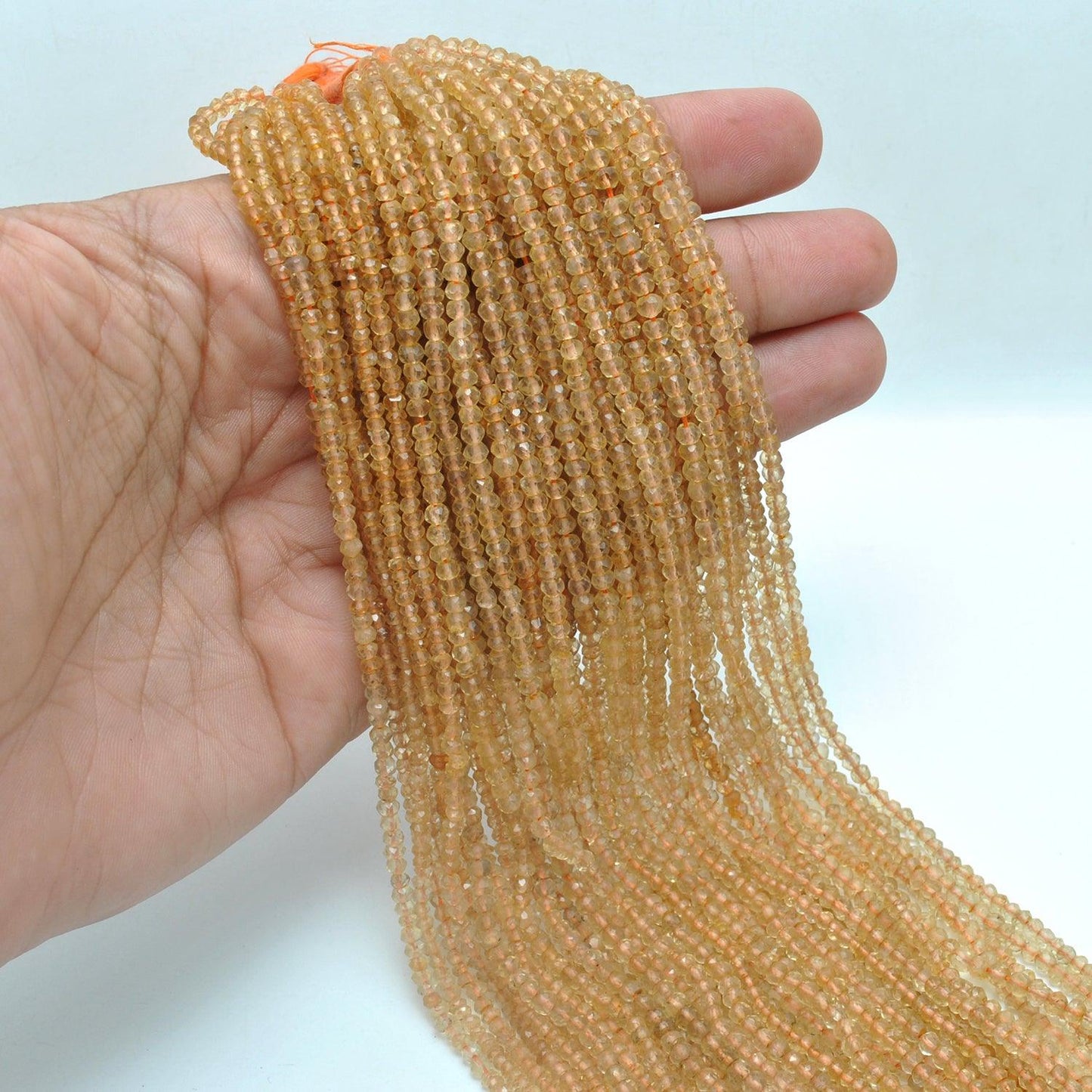 Natural Citrine Rondelle Faceted Gemstone Beads 3-3.5mm 13" Strand