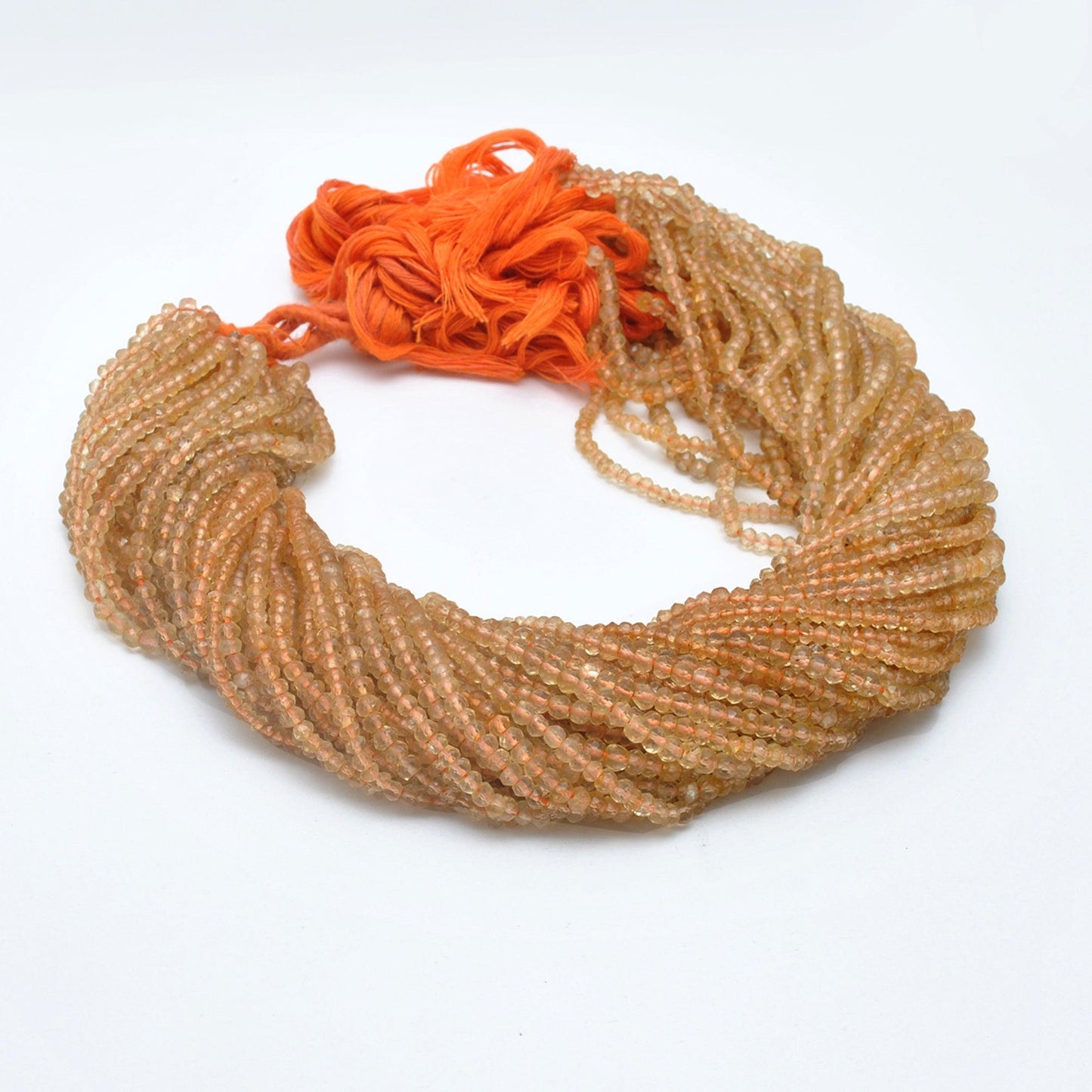 Natural Citrine Rondelle Faceted Gemstone Beads 3-3.5mm 13" Strand