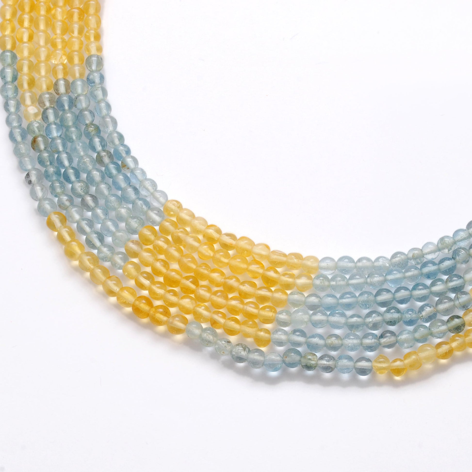 Natural multi aquamarine plain round beads, 3-3.5mm size, 15-inch strand with approx. 132 pieces, smooth polished, ideal for handmade jewelry and March birthstone gifts"