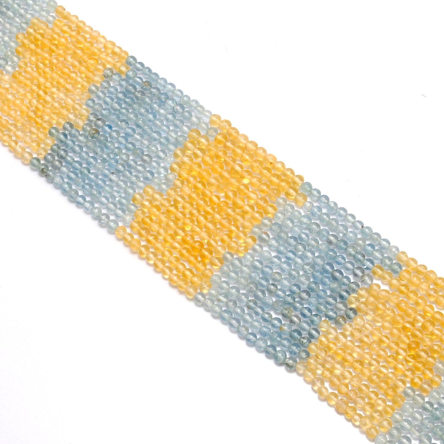 Natural multi aquamarine plain round beads, 3-3.5mm size, 15-inch strand with approx. 132 pieces, smooth polished, ideal for handmade jewelry and March birthstone gifts"