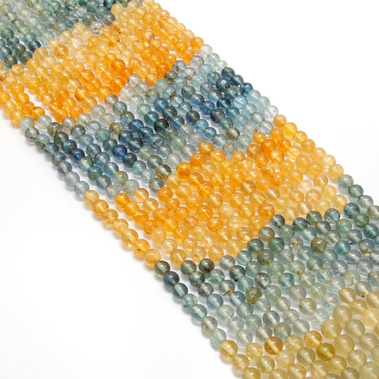 Natural multi aquamarine beads strand, 4-4.5mm plain round, 15-inch with approx. 100 pieces, 4 design options A to D, polished and untreated for jewelry making