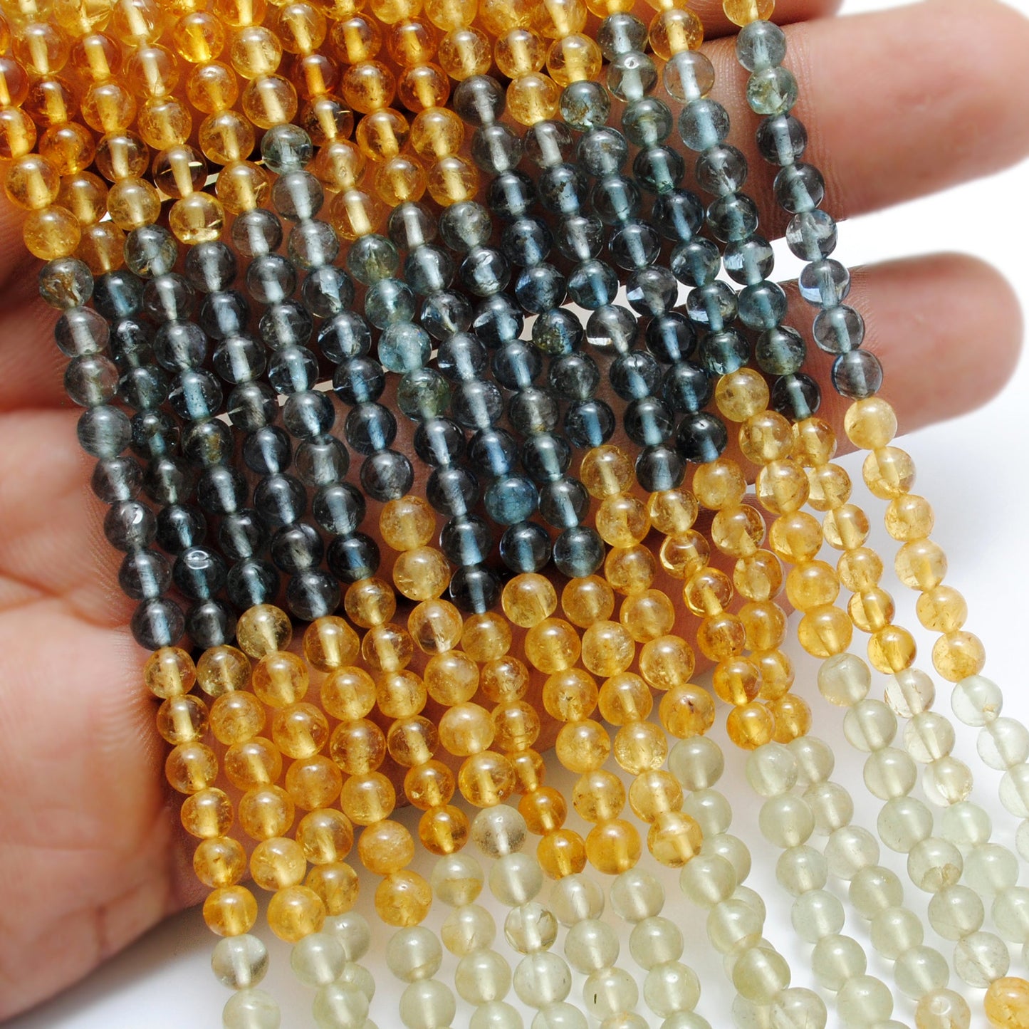 Natural multi aquamarine beads strand, 4-4.5mm plain round, 15-inch with approx. 100 pieces, 4 design options A to D, polished and untreated for jewelry making