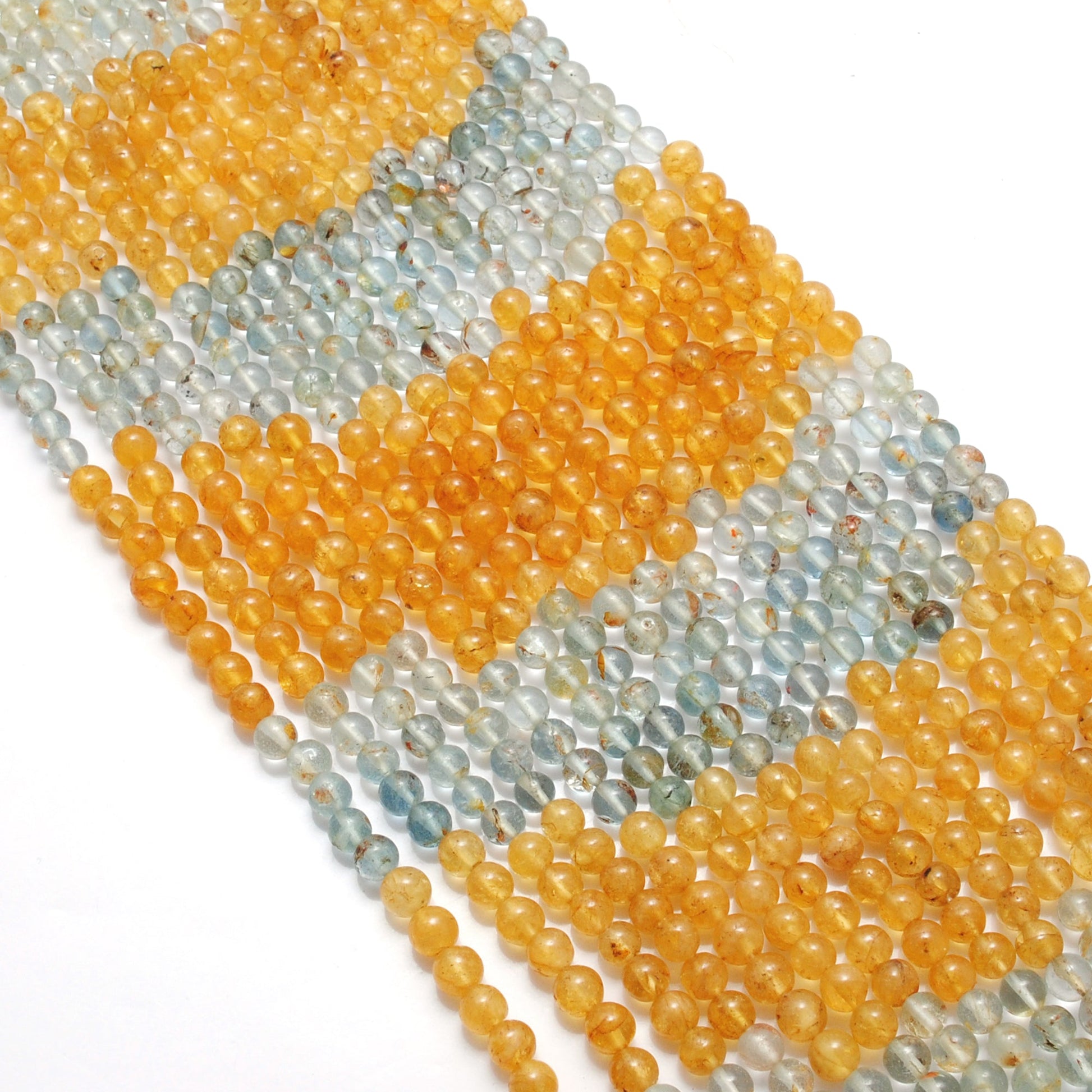 Natural aquamarine gemstone beads strand 4.5–5mm, 15-inch, approx. 75 pcs, 3 design options A B C, round smooth polished beads for jewelry making"