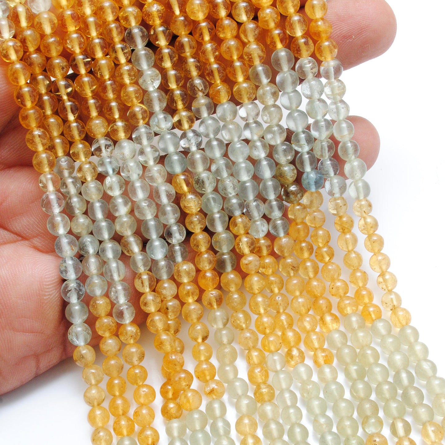 Natural aquamarine gemstone beads strand 4.5–5mm, 15-inch, approx. 75 pcs, 3 design options A B C, round smooth polished beads for jewelry making"