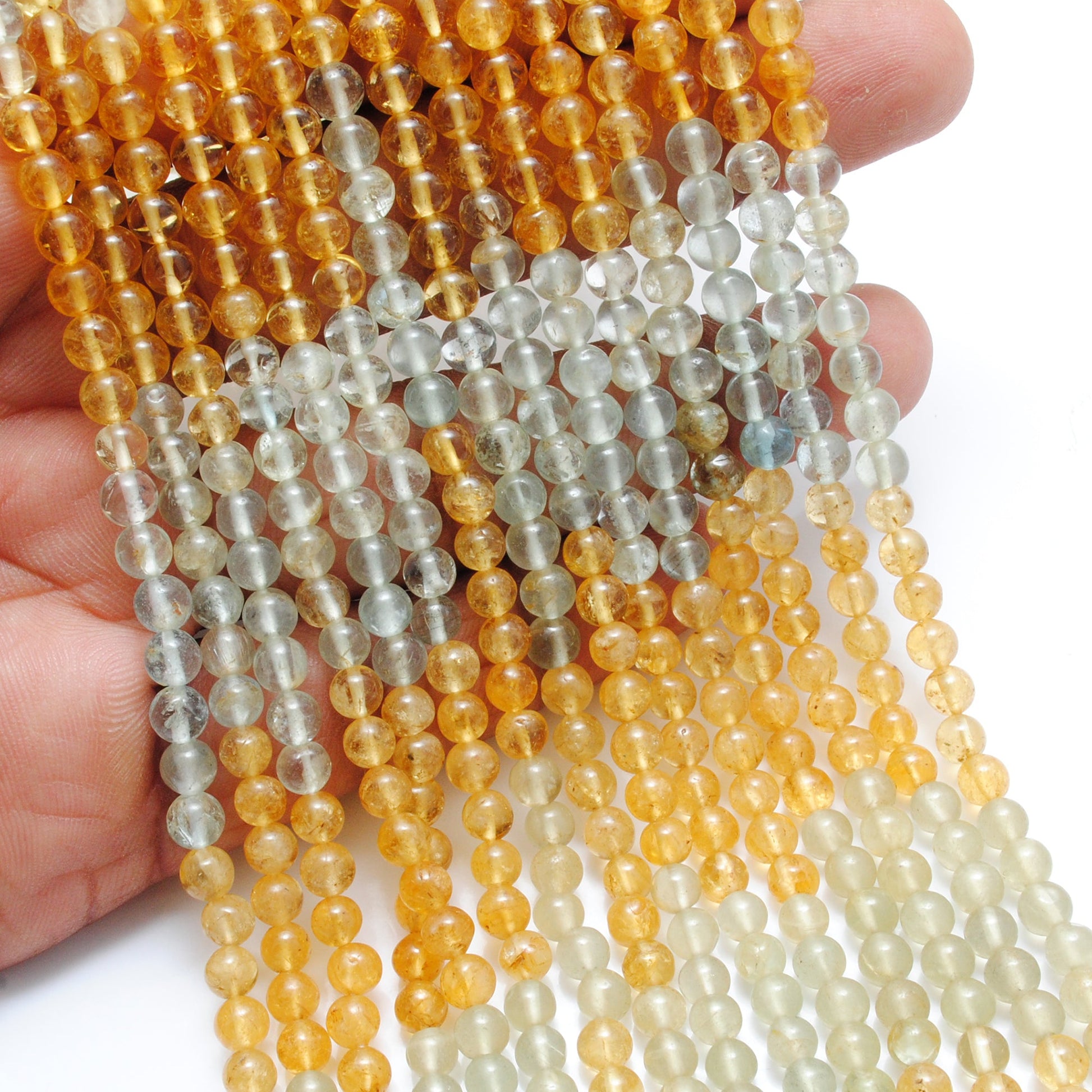 Natural aquamarine gemstone beads strand 4.5–5mm, 15-inch, approx. 75 pcs, 3 design options A B C, round smooth polished beads for jewelry making"