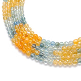 "Natural aquamarine beads strand 5–5.5mm, 15-inch, round smooth polished, approx. 75 beads, 15.85g weight, for handmade jewelry designs"