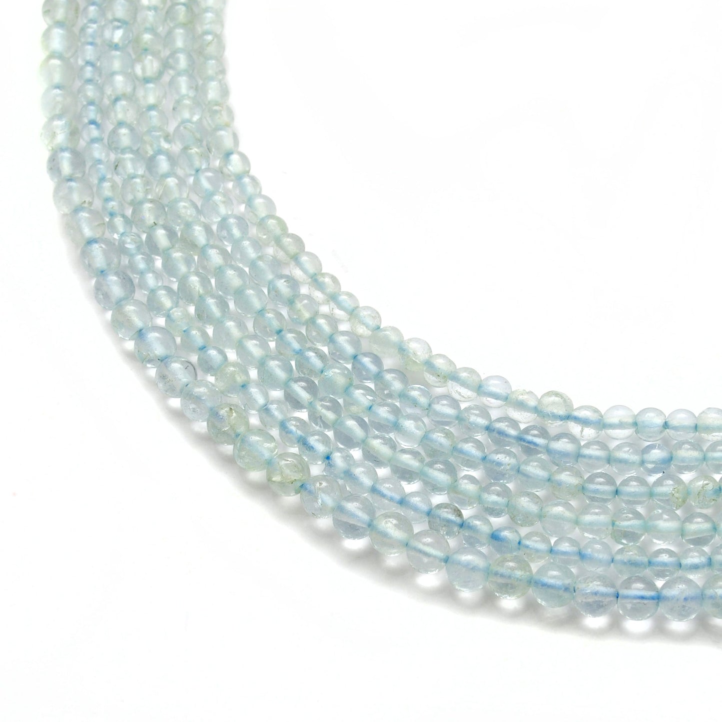 3-3.5 mm Natural Aquamarine Round Gemstone Beads – 15.5" Strand – DIY Jewelry Making