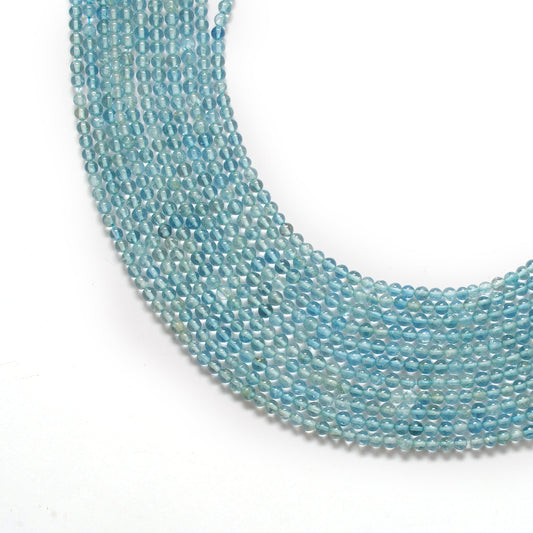 3-3.5 mm Natural Aquamarine Round Gemstone Beads – 15.5" Strand – DIY Jewelry Making - view 3