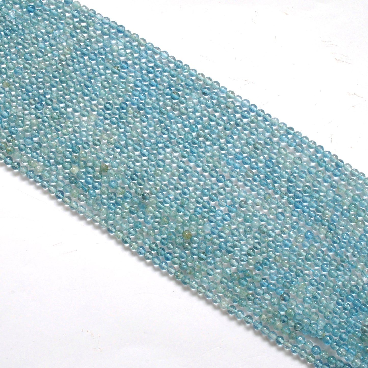 3-3.5 mm Natural Aquamarine Round Gemstone Beads – 15.5" Strand – DIY Jewelry Making
