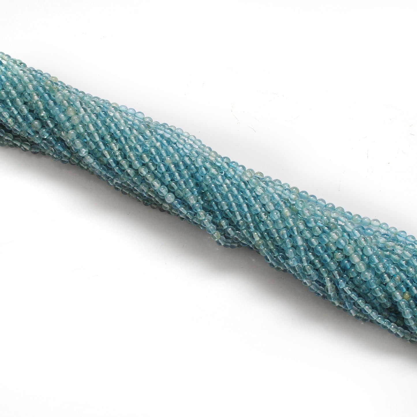 3-3.5 mm Natural Aquamarine Round Gemstone Beads – 15.5" Strand – DIY Jewelry Making