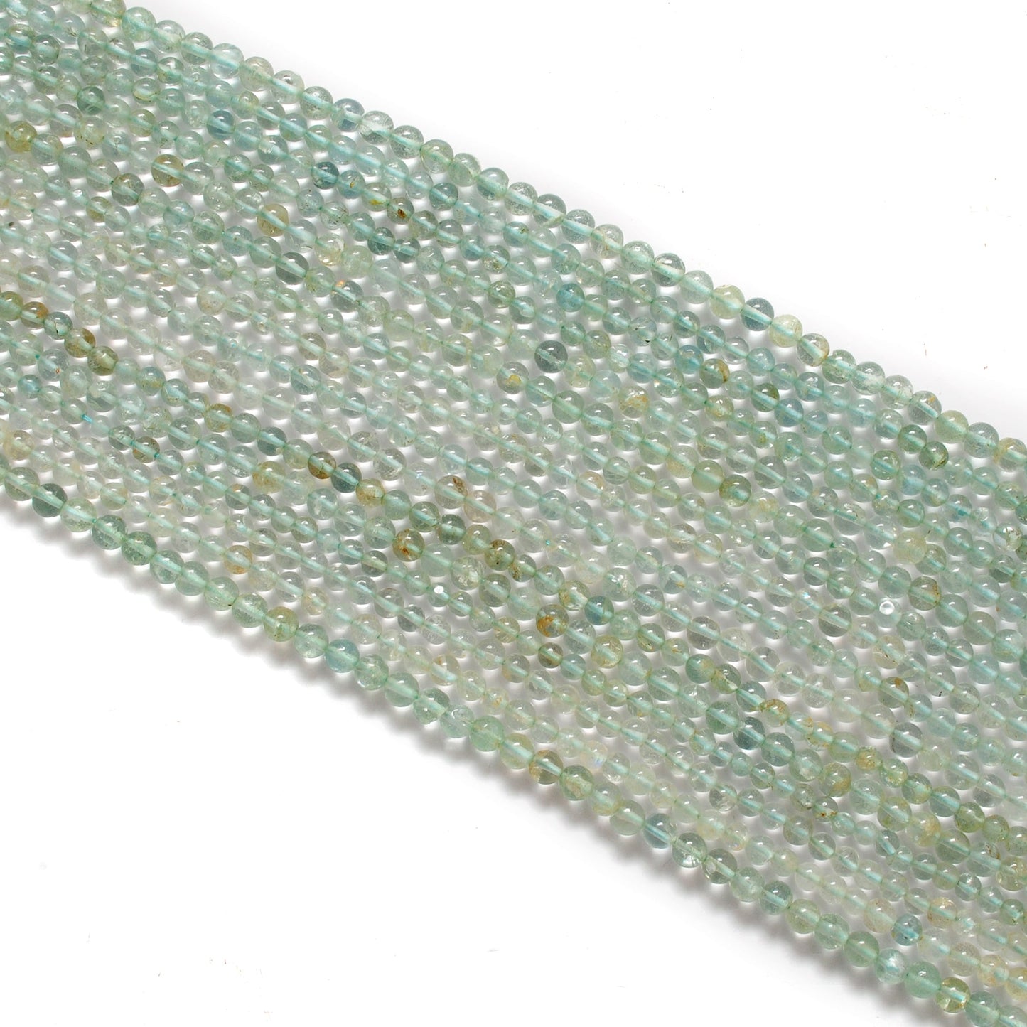 3-3.5 mm Natural Aquamarine Round Gemstone Beads – 15.5" Strand – DIY Jewelry Making