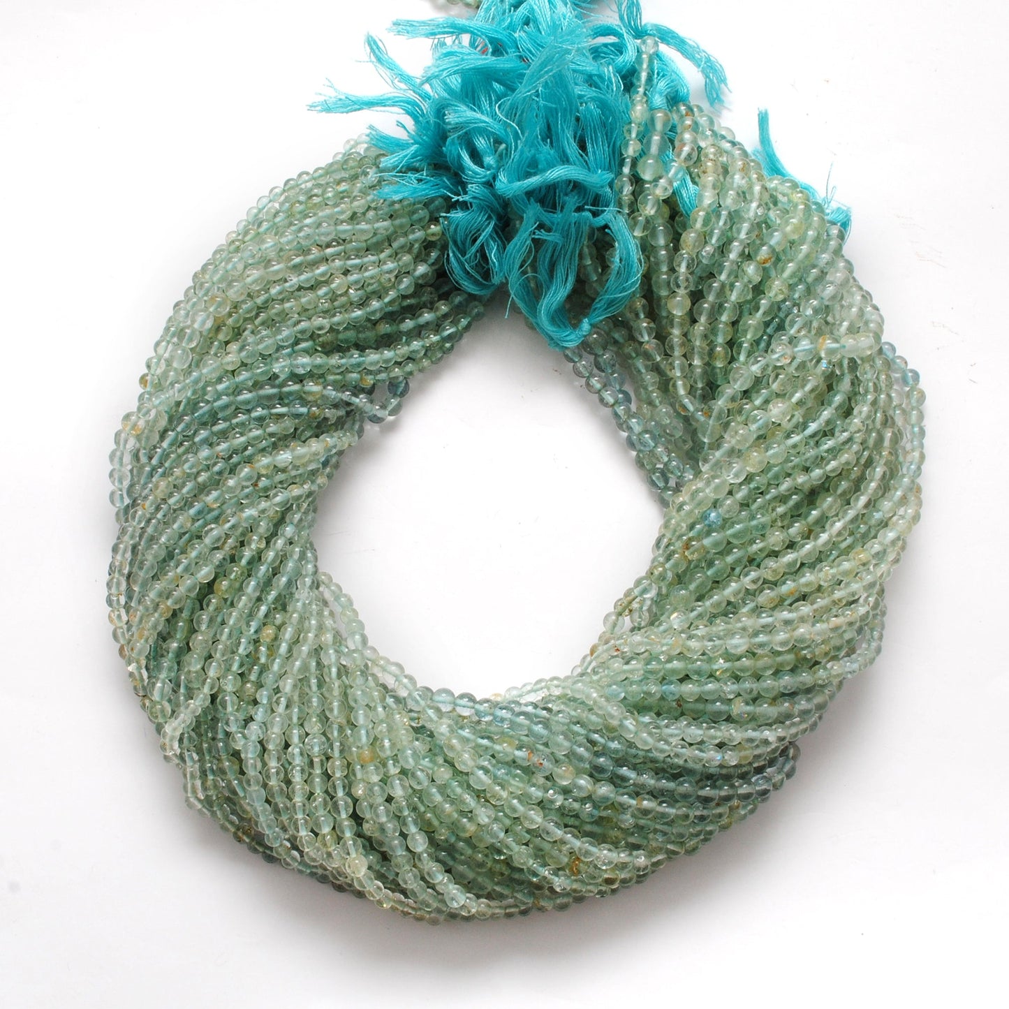 3-3.5 mm Natural Aquamarine Round Gemstone Beads – 15.5" Strand – DIY Jewelry Making