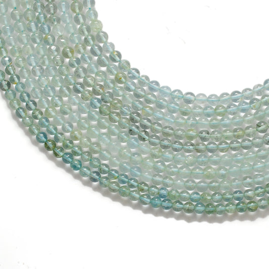 Natural Aquamarine Round Gemstone Beads, 4-5mm – 15" Strand – Handmade Jewelry