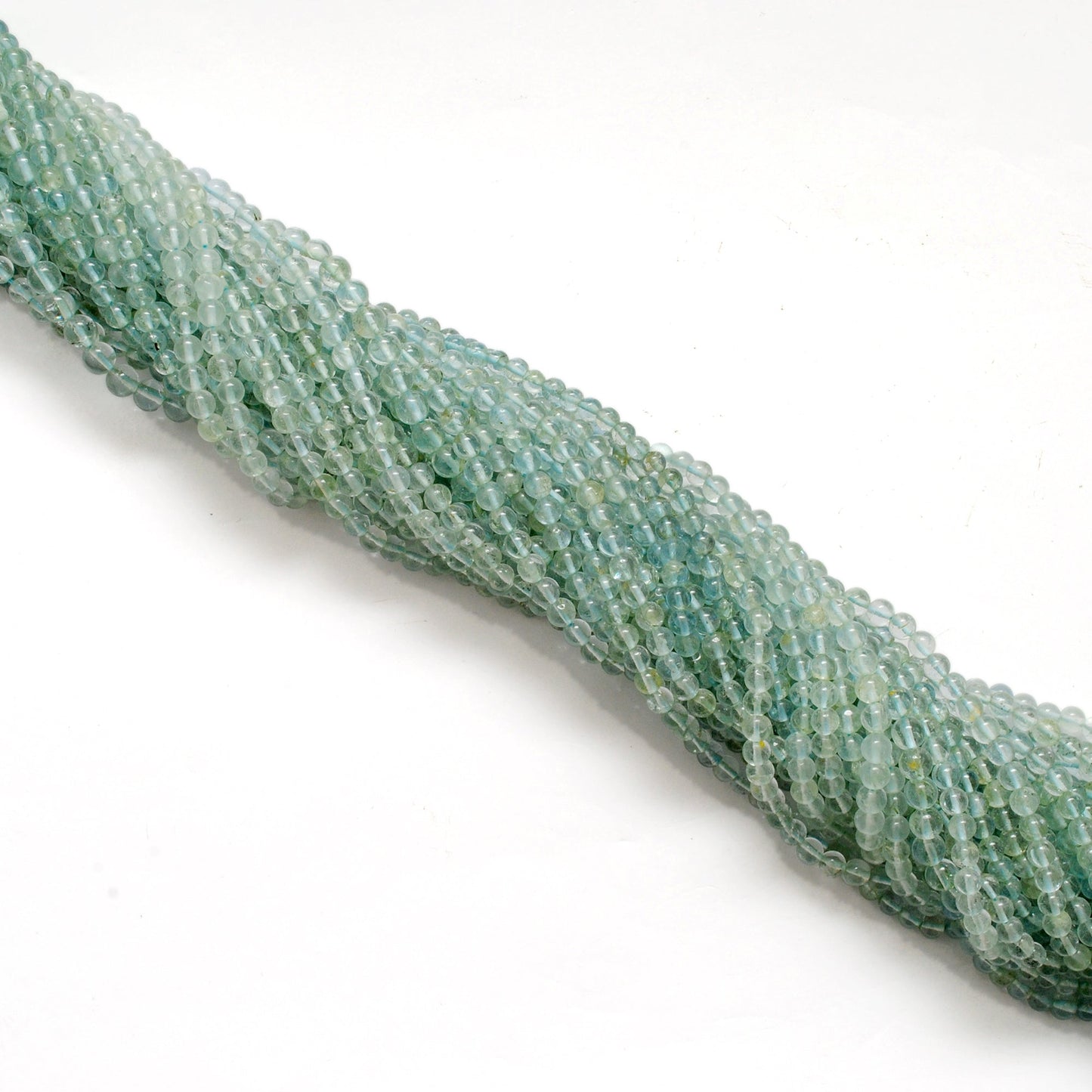 Natural Aquamarine Round Gemstone Beads, 4-5mm – 15" Strand – Handmade Jewelry