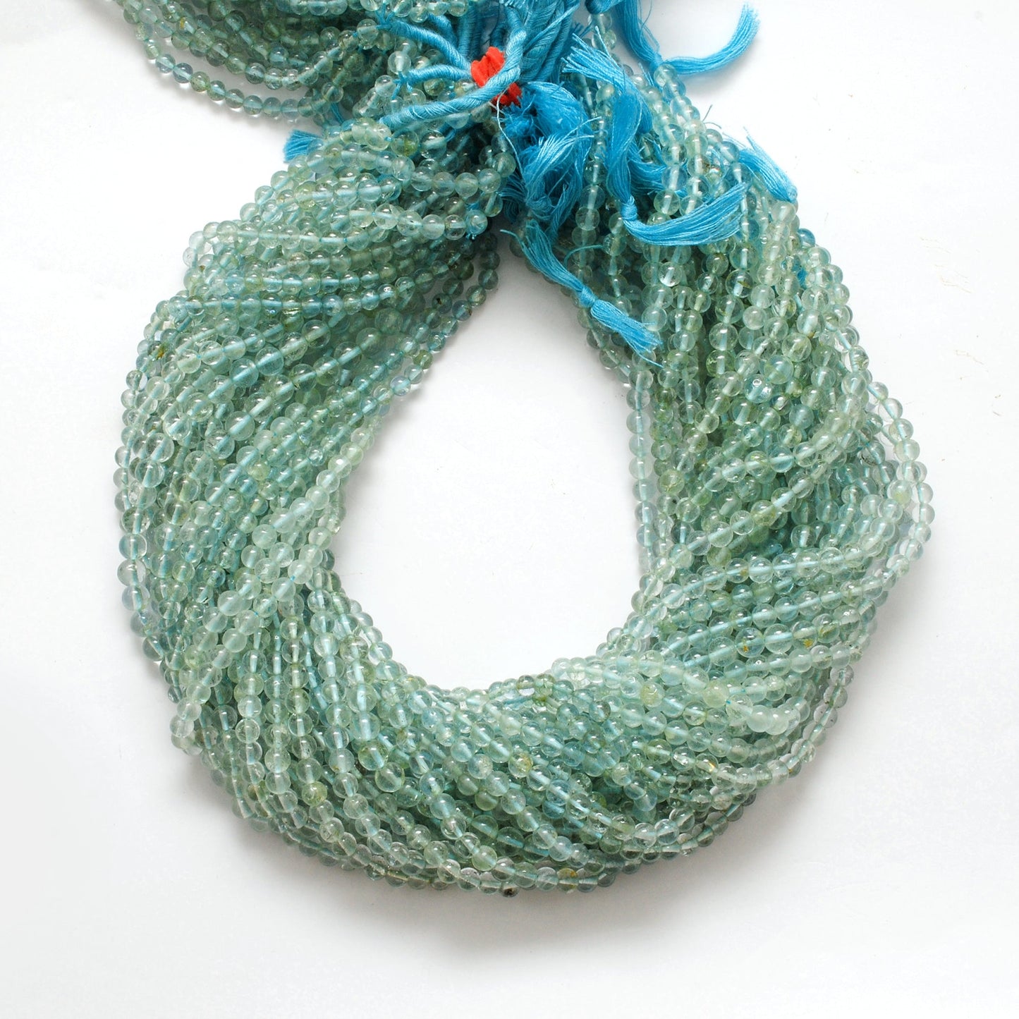 Natural Aquamarine Round Gemstone Beads, 4-5mm – 15" Strand – Handmade Jewelry