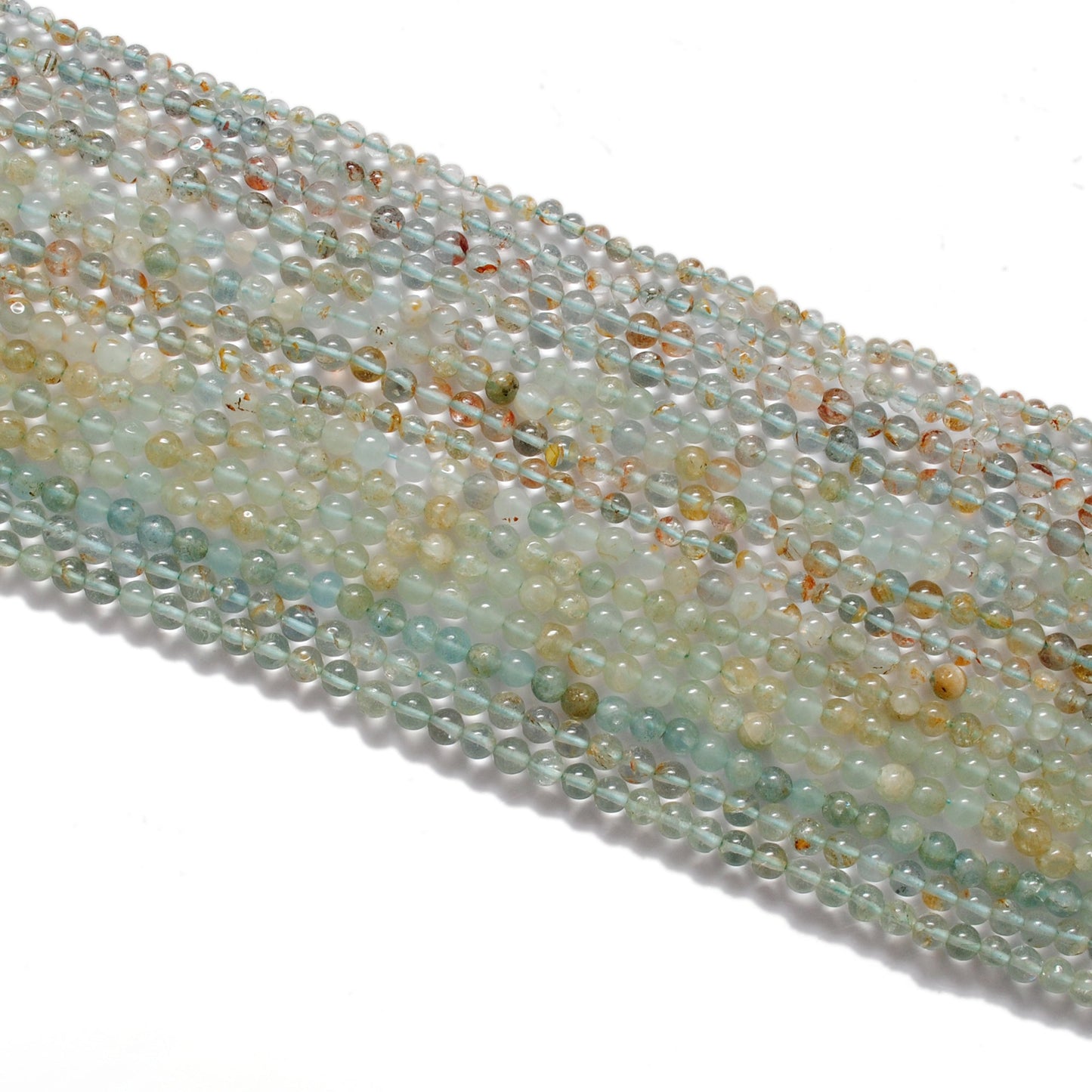 Natural Aquamarine Round Gemstone Beads, 4-5mm – 15" Strand – Handmade Jewelry