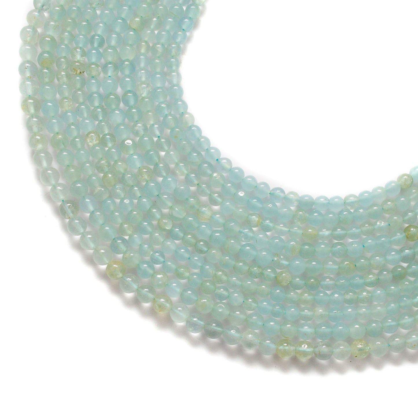 Natural Aquamarine Round Gemstone Beads, 4-5mm – 15" Strand – Handmade Jewelry